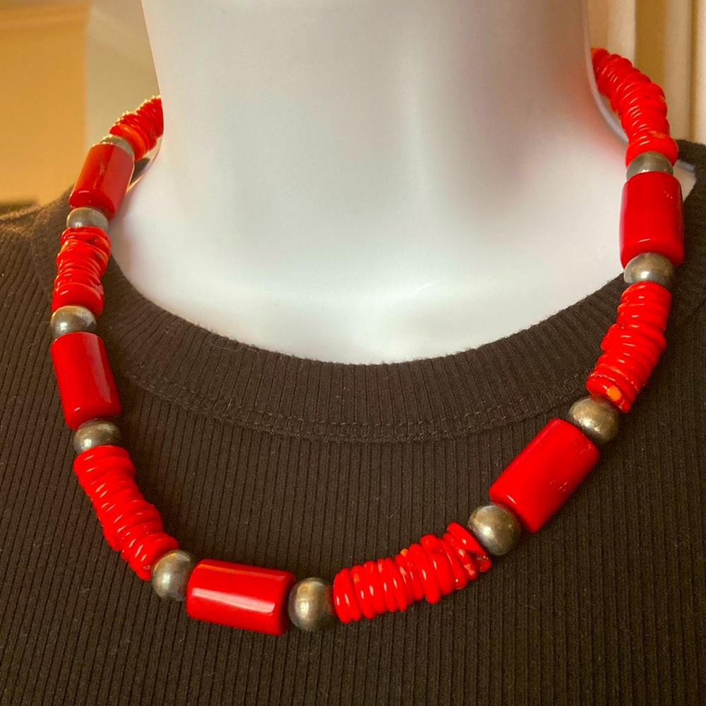 Vintage Sterling & Coral FD Necklace